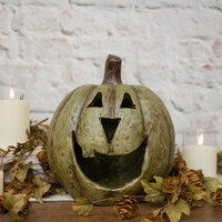 11" OLIVE GREEN BIG MOUTH PUMPKIN