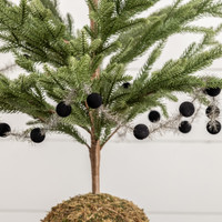 6' - BLACK 1" FLOCKED BALL GARLAND