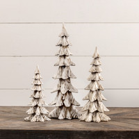 9" WEATHERED WHITE RESIN TREE