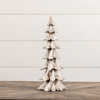 16" WEATHERED WHITE RESIN TREE