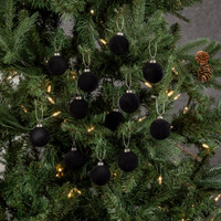 SET/ 12 - 1.75" BLACK FLOCKED BALLS