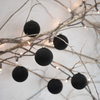 SET/ 6 - 2.5" BLACK FLOCKED BALLS