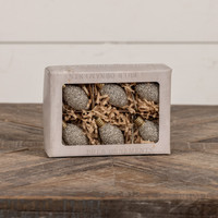 SET/ 6 SILVER GLASS GLITTER BULBS