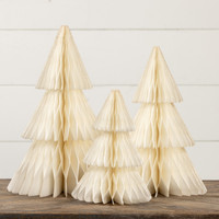 13.75" IVORY W/ GOLD TRIM PAPER CONE TREE