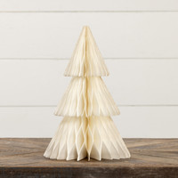 13.75" IVORY W/ GOLD TRIM PAPER CONE TREE
