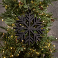 13" BLACK SNOWFLAKE ORNAMENT W/ GLITTER
