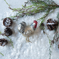 4.75" BLACK TAILED ROOSTER ORNAMENT