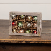 SET/ 12 - 1.5" STRIPED GLASS BALL ORNAMENTS