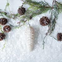 6.75" SILVER DUSTED PINECONE ORNAMENT