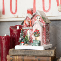 7.5" RED HOUSE W/ SANTA