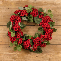 22" RED GERANIUM WREATH