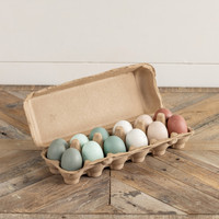 DOZEN PAINTED WOODEN EGGS