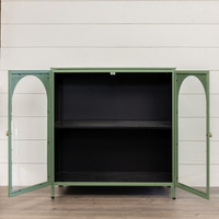 GREEN TWO DOOR METAL CABINET*