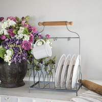 TABLETOP PLATE & CUP RACK W/ HANDLE