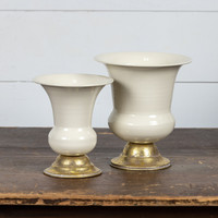 8.5" GOLD & WHITE URN