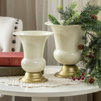 8.5" GOLD & WHITE URN