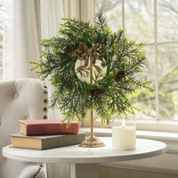 15.25" GOLD WREATH STAND W/ BOW