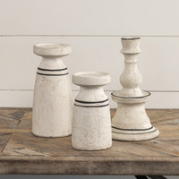 7.5" BLACK & WHITE PILLAR CANDLESTICK