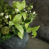 17" CREAM LOTUS POD & BERRY BUSH