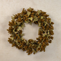 24" GREEN HOPS WREATH W/ FALL LEAVES