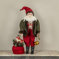 28" SANTA W/ BAG & GOLD BELLS