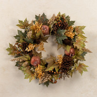 24" POMEGRANATE & BROWN BERRY WREATH