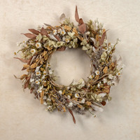 22" WHITE MINI DAISY & HEATHER WREATH