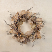 24" FROSTED WOODLAND LEAF WREATH