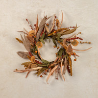 14" MIXED HEATHER CANDLE RING W/ BERRIES