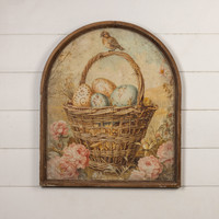 ARCHED FRAMED EGGS IN BASKET PRINT