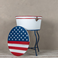 PATRIOTIC BUCKET ON STAND