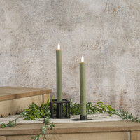 SET/ 2 - 9.5" 3D FLAME GROOVED DARK GREEN TAPER CANDLE