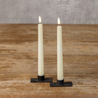 SET/ 2 - 9.5" 3D FLAME DROP CREAM TAPER CANDLE
