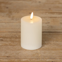 4" CREAM GROOVED 3D FLAME CANDLE