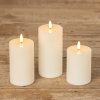 6" CREAM GROOVED 3D FLAME CANDLE