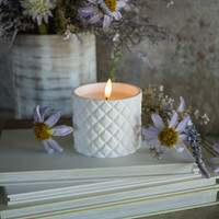 3.25" WHITE CEMENT GRID 3D FLAME CANDLE