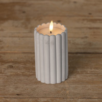 5" GREY CEMENT COLUMN 3D FLAME CANDLE