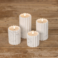 3" MARBLE CEMENT COLUMN 3D FLAME CANDLE