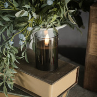 3" BLACK GLASS 3D FLAME CANDLE