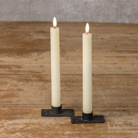SET/ 2 - 9.5" 3D FLAME CREAM SHIMMER TAPER CANDLE