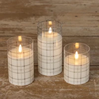 5" ANDRI PLAID GLASS 3D FLAME CANDLE