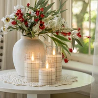 6" ANDRI PLAID GLASS 3D FLAME CANDLE