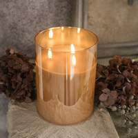 8" CHAMPAGNE GLASS 3 WICK 3D FLAME CANDLE