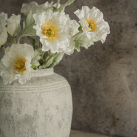 32" WHITE POPPY SPRAY