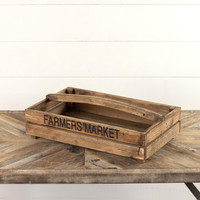 WOOD CRATE W/ HANDLE