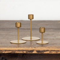 SET/ 3 GOLD TAPER CANDLE STANDS