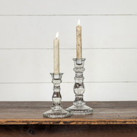 9" GLASS TAPER CANDLESTICK