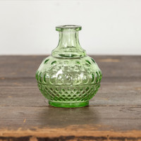 4.5" GREEN DOTTED GLASS BUD VASE