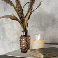 5" AMBER PATTERNED GLASS BUD VASE