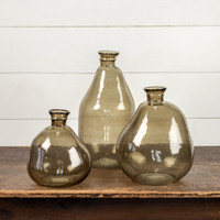 15" BROWN ARTISAN GLASS VASE